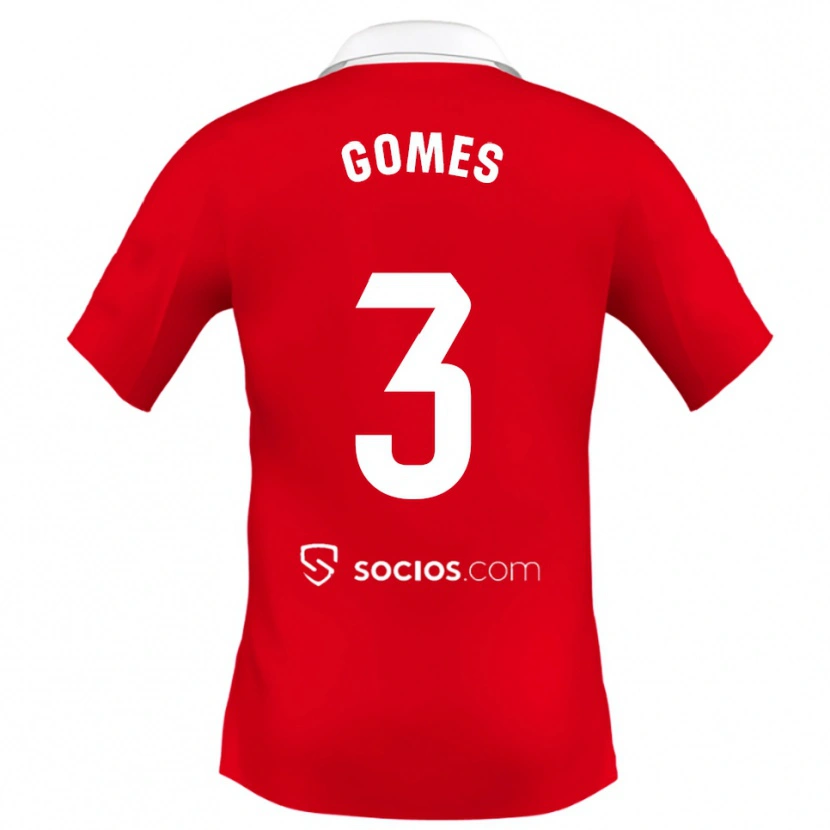 Danxen Bambino Maglia Diana Gomes #3 Rosso Bianco Grigio Kit Gara Away 2025/26 Maglietta