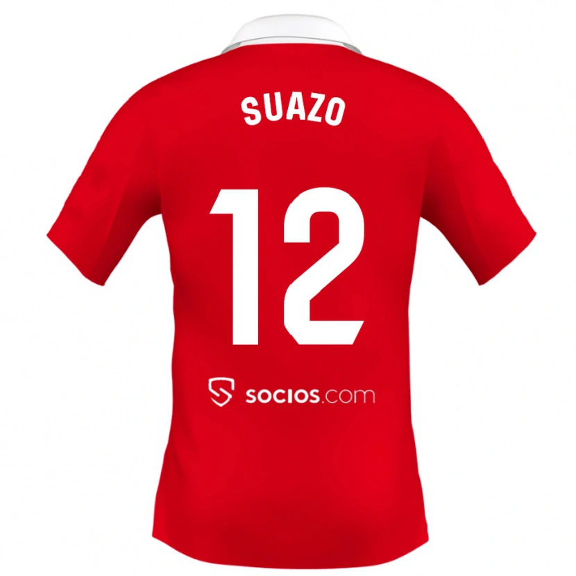 Danxen Bambino Maglia Gabriel Suazo #12 Rosso Bianco Grigio Kit Gara Away 2025/26 Maglietta