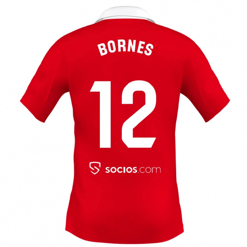 Danxen Bambino Maglia Pedro Bornes #12 Rosso Bianco Grigio Kit Gara Away 2025/26 Maglietta