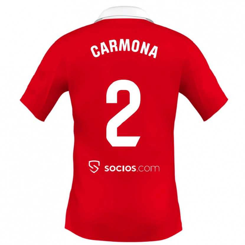 Danxen Bambino Maglia José Ángel Carmona #2 Rosso Bianco Grigio Kit Gara Away 2025/26 Maglietta