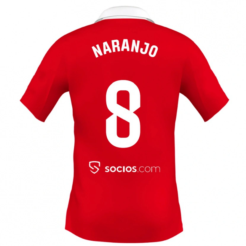 Danxen Bambino Maglia Mario Naranjo #8 Rosso Bianco Grigio Kit Gara Away 2025/26 Maglietta