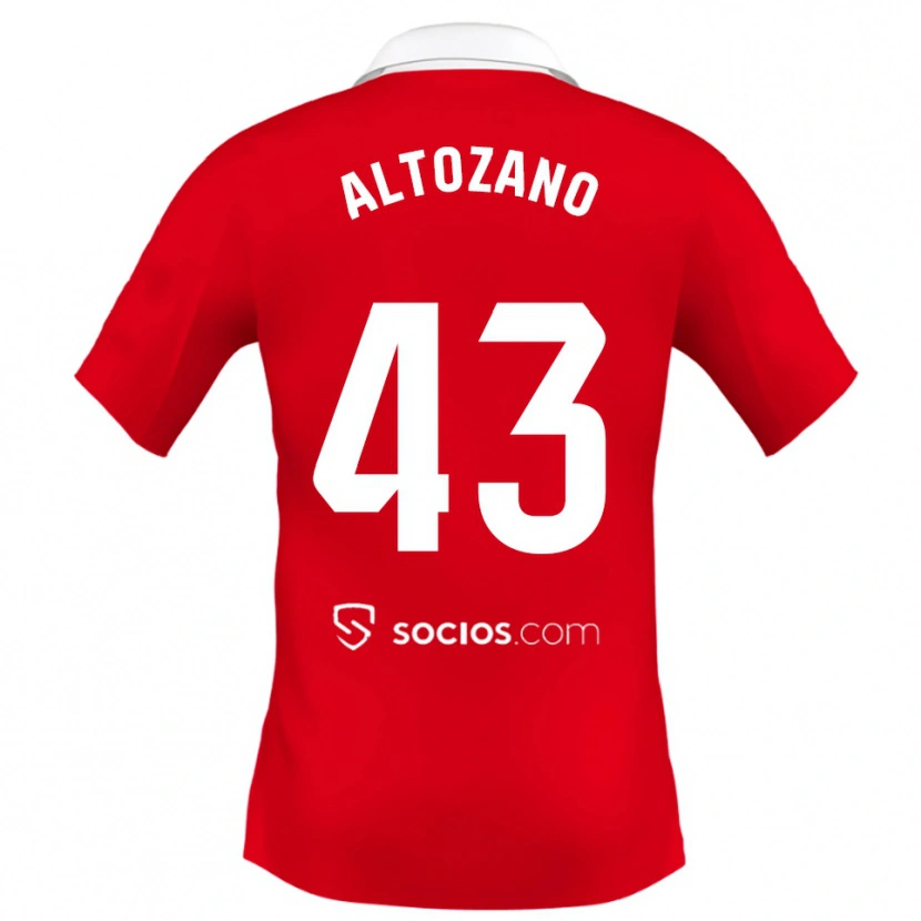 Danxen Bambino Maglia Edu Altozano #43 Rosso Bianco Grigio Kit Gara Away 2025/26 Maglietta