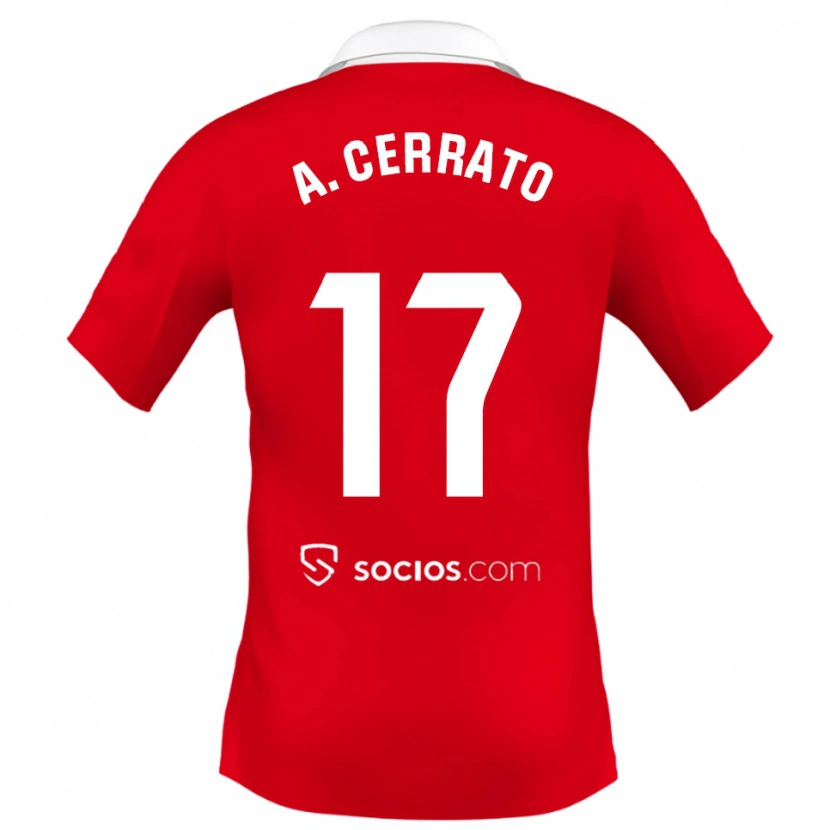 Danxen Bambino Maglia Alba Cerrato Izquierdo #17 Rosso Bianco Grigio Kit Gara Away 2025/26 Maglietta