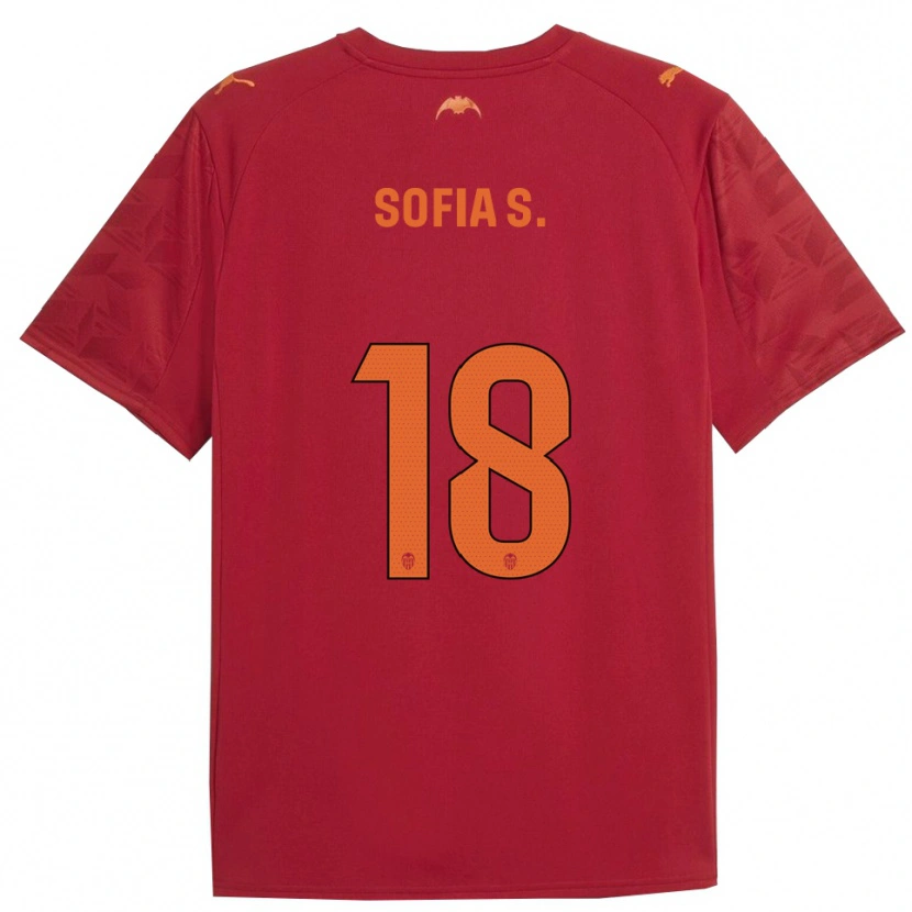 Danxen Bambino Maglia Sofia Silva #18 Rosso Arancione Kit Gara Away 2025/26 Maglietta