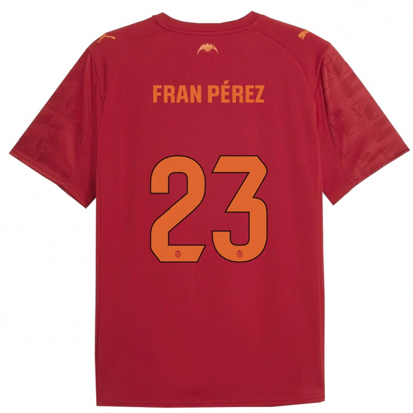 Danxen Bambino Maglia Fran Pérez #23 Rosso Arancione Kit Gara Away 2025/26 Maglietta