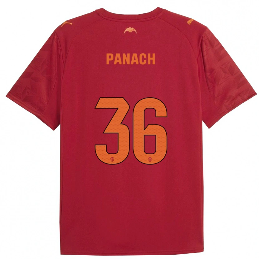 Danxen Bambino Maglia Alejandro Panach #36 Rosso Arancione Kit Gara Away 2025/26 Maglietta