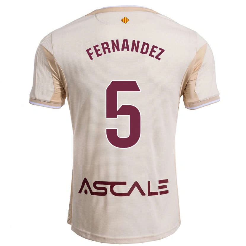 Danxen Bambino Maglia Álvaro Fernández #5 Bianco Sporco Borgogna Kit Gara Away 2025/26 Maglietta