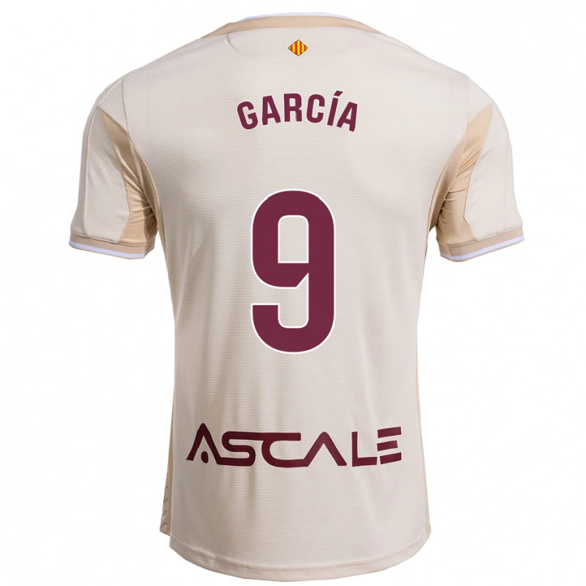 Danxen Bambino Maglia Albert García #9 Bianco Sporco Borgogna Kit Gara Away 2025/26 Maglietta