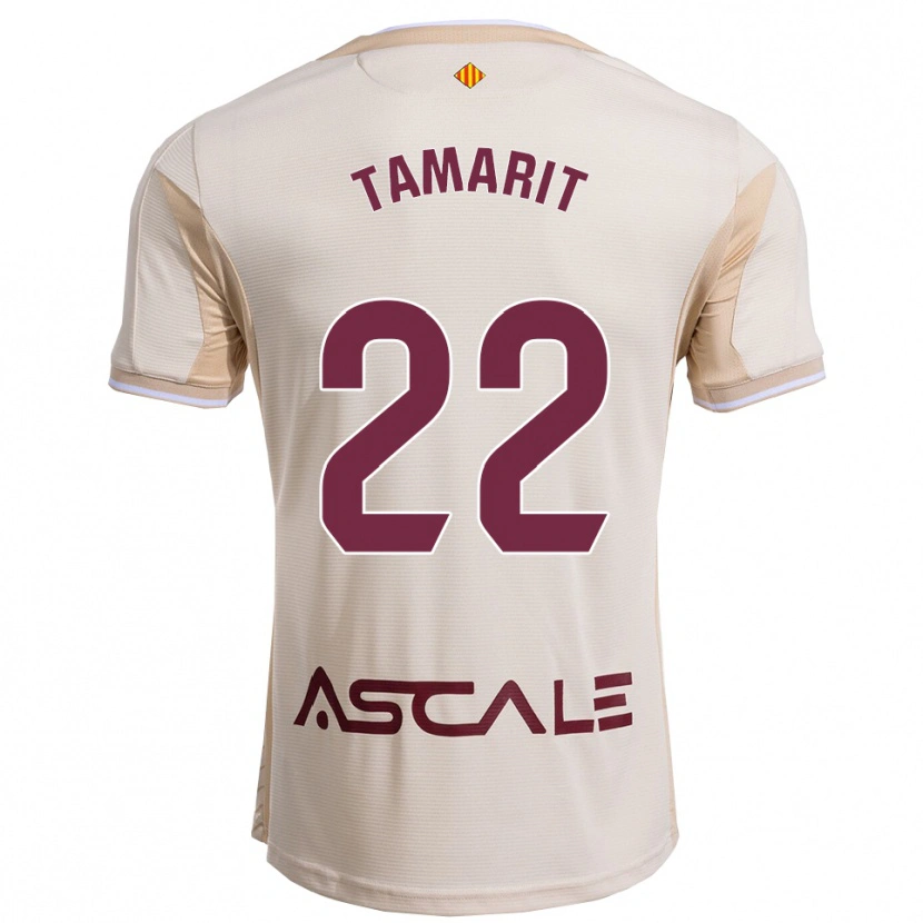 Danxen Bambino Maglia Toni Tamarit #22 Bianco Sporco Borgogna Kit Gara Away 2025/26 Maglietta
