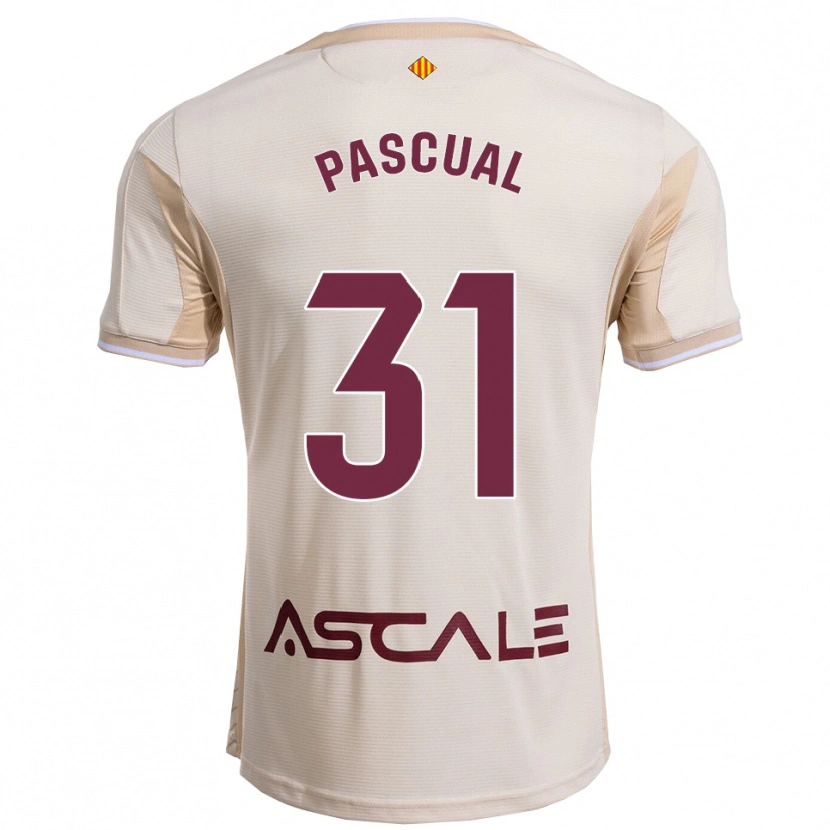 Danxen Bambino Maglia Pablo Pascual #31 Bianco Sporco Borgogna Kit Gara Away 2025/26 Maglietta