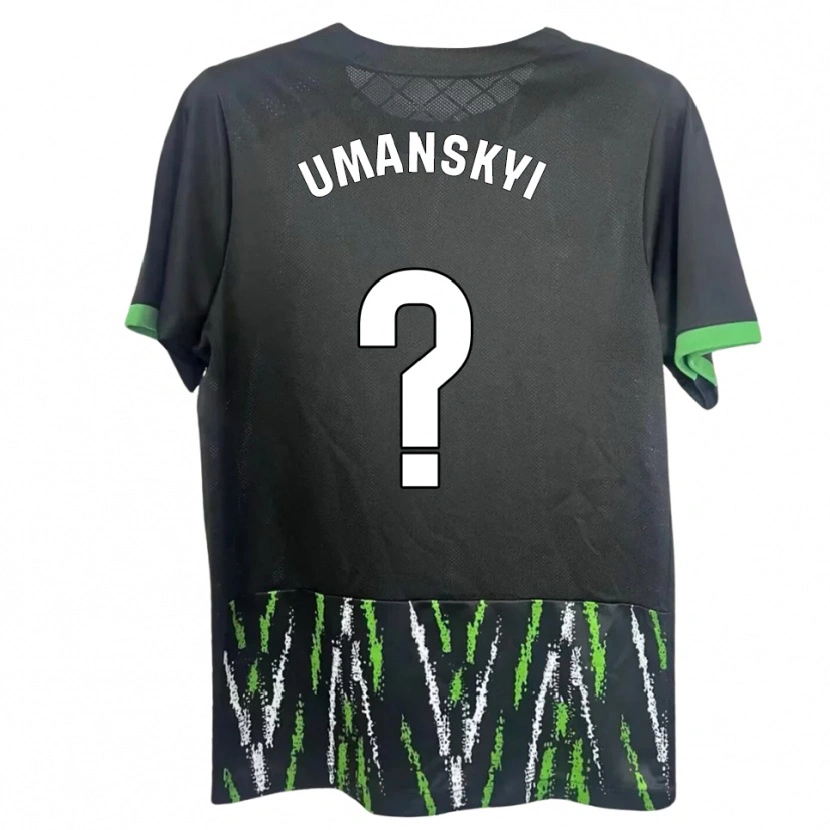 Danxen Bambino Maglia Volodymyr Umanskyi #0 Nero Verde Kit Gara Away 2025/26 Maglietta