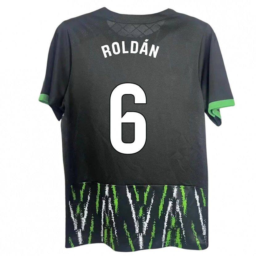 Danxen Bambino Maglia Luis Roldán #6 Nero Verde Kit Gara Away 2025/26 Maglietta
