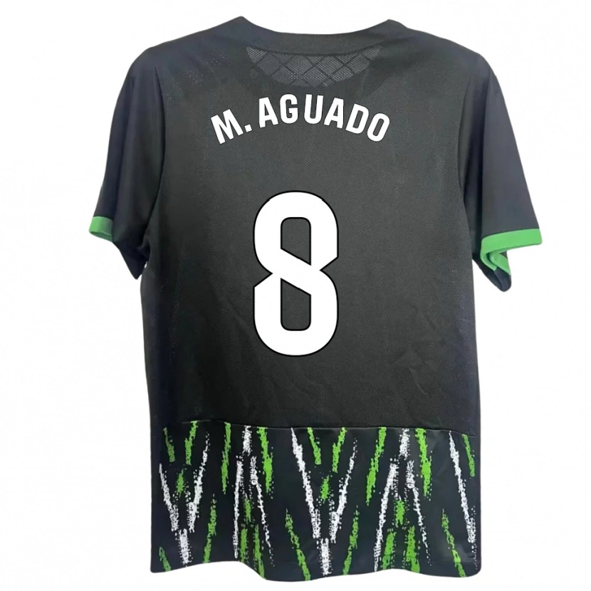 Danxen Bambino Maglia Marc Aguado #8 Nero Verde Kit Gara Away 2025/26 Maglietta