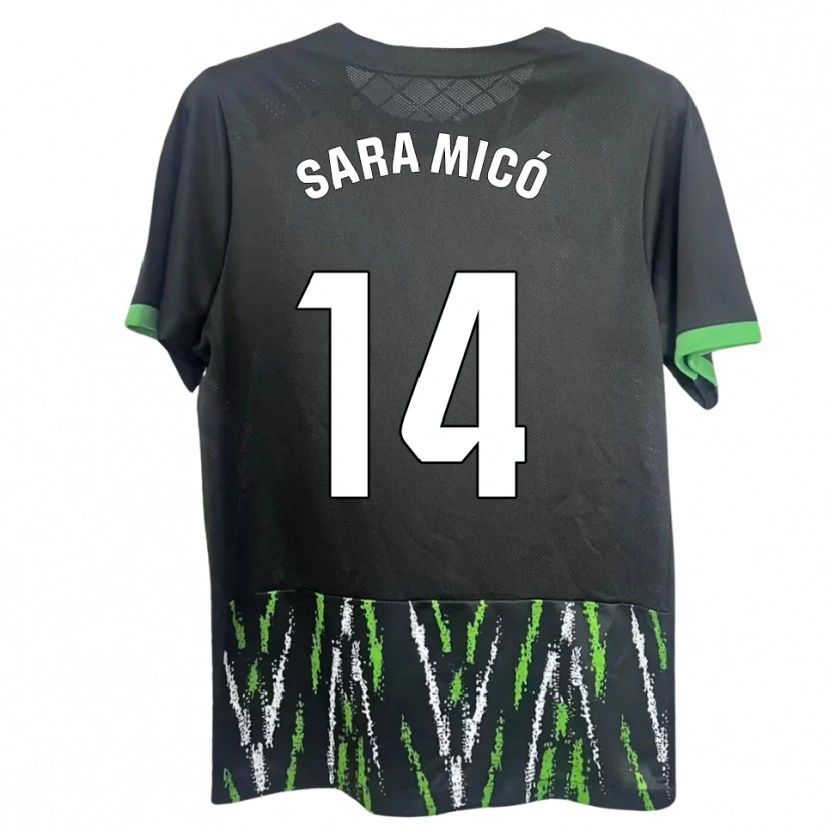 Danxen Bambino Maglia Sara Micó Soler #14 Nero Verde Kit Gara Away 2025/26 Maglietta