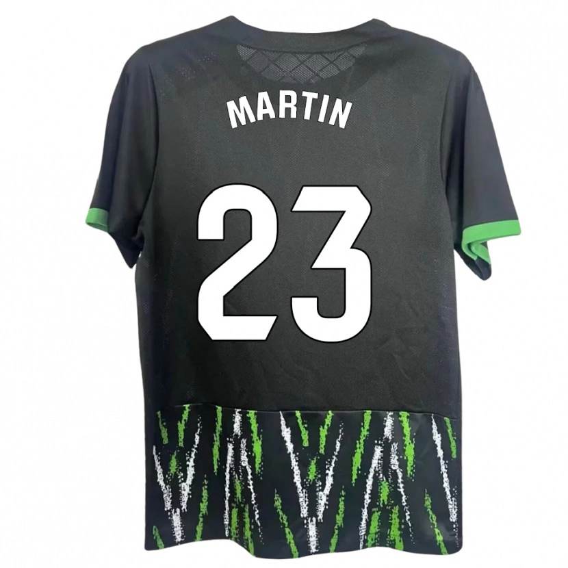 Danxen Bambino Maglia Carlos Martin #23 Nero Verde Kit Gara Away 2025/26 Maglietta