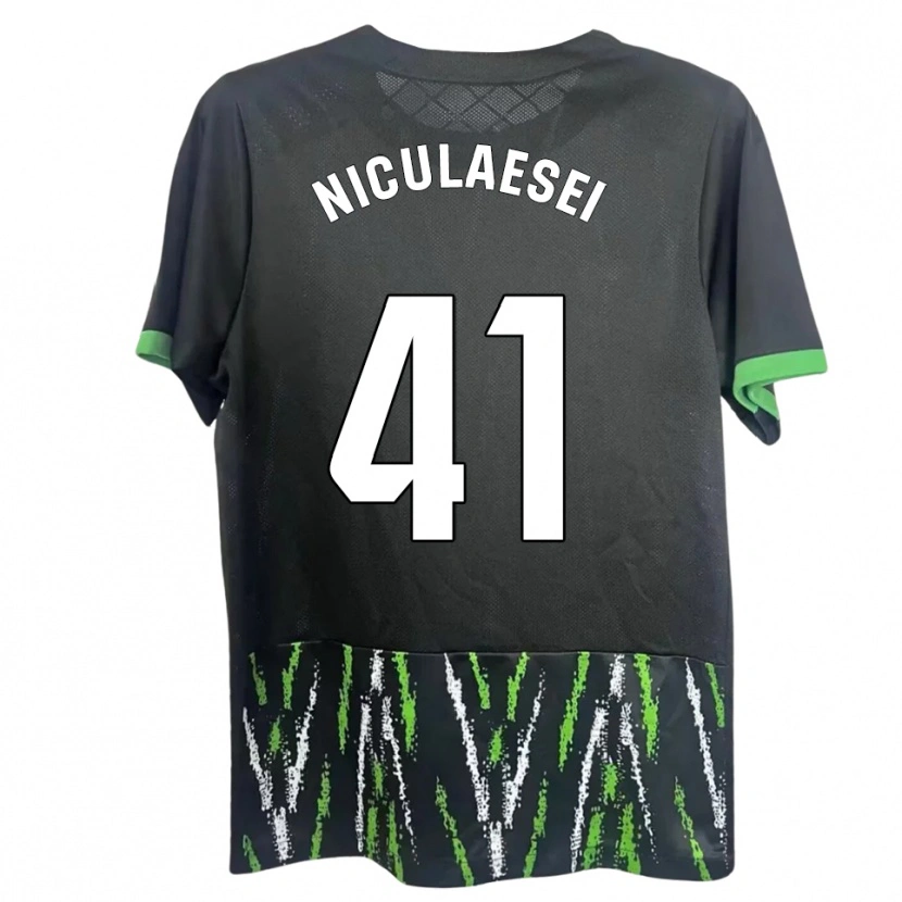 Danxen Bambino Maglia Albert Niculăesei #41 Nero Verde Kit Gara Away 2025/26 Maglietta