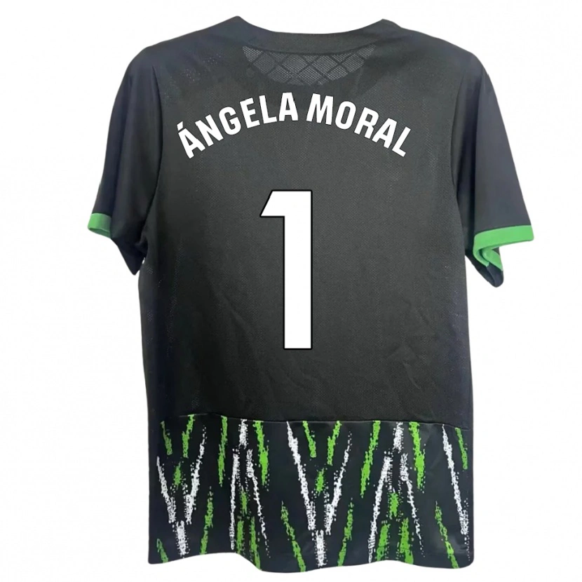Danxen Bambino Maglia Ángela Moral Ferrer #1 Nero Verde Kit Gara Away 2025/26 Maglietta
