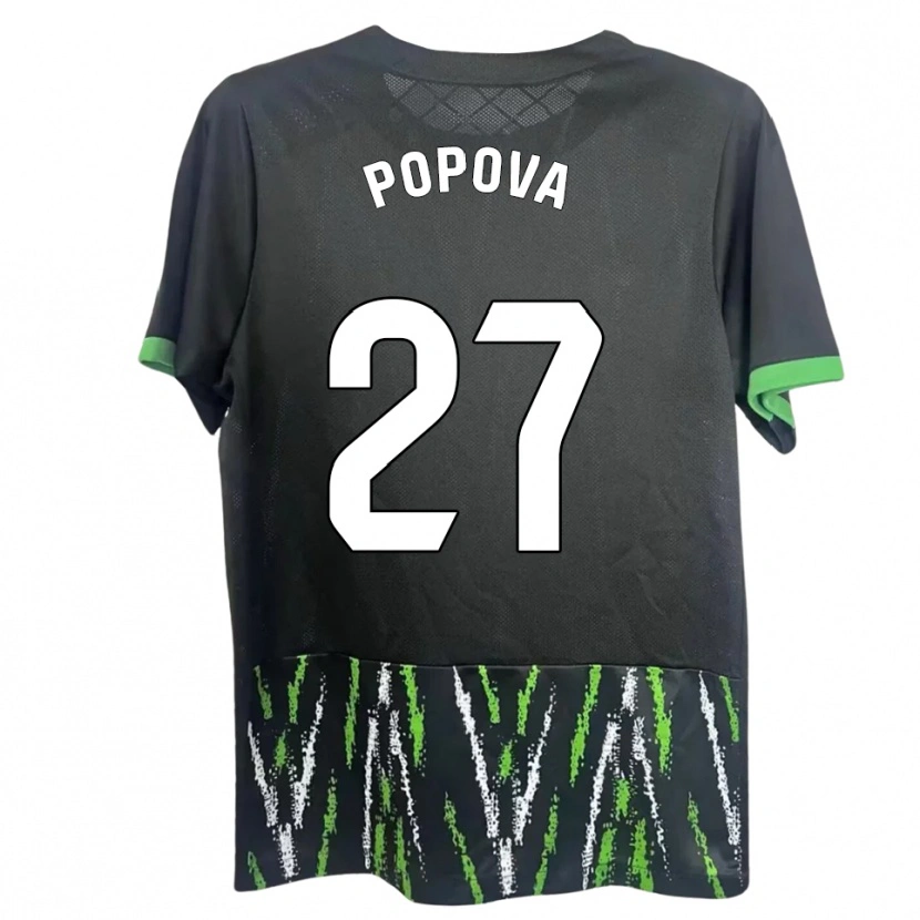 Danxen Bambino Maglia Ángela Popova Fedorova #27 Nero Verde Kit Gara Away 2025/26 Maglietta
