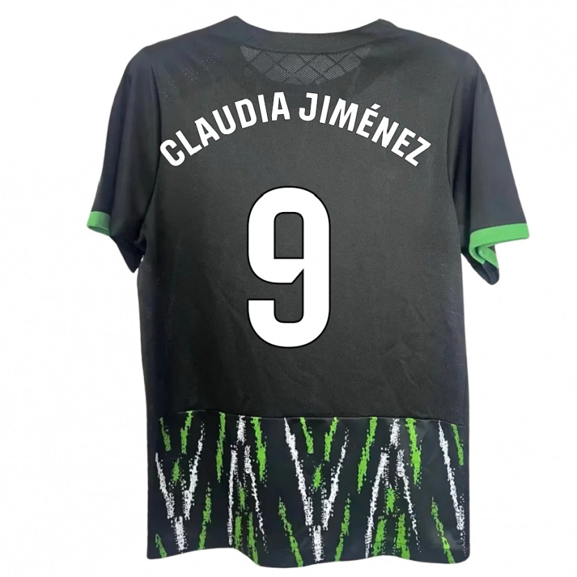 Danxen Bambino Maglia Claudia Jiménez Gutiérrez #9 Nero Verde Kit Gara Away 2025/26 Maglietta