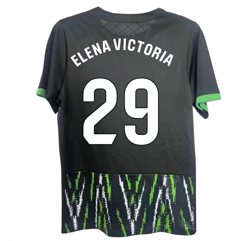 Danxen Bambino Maglia Elena Victoria Mas Berna #29 Nero Verde Kit Gara Away 2025/26 Maglietta