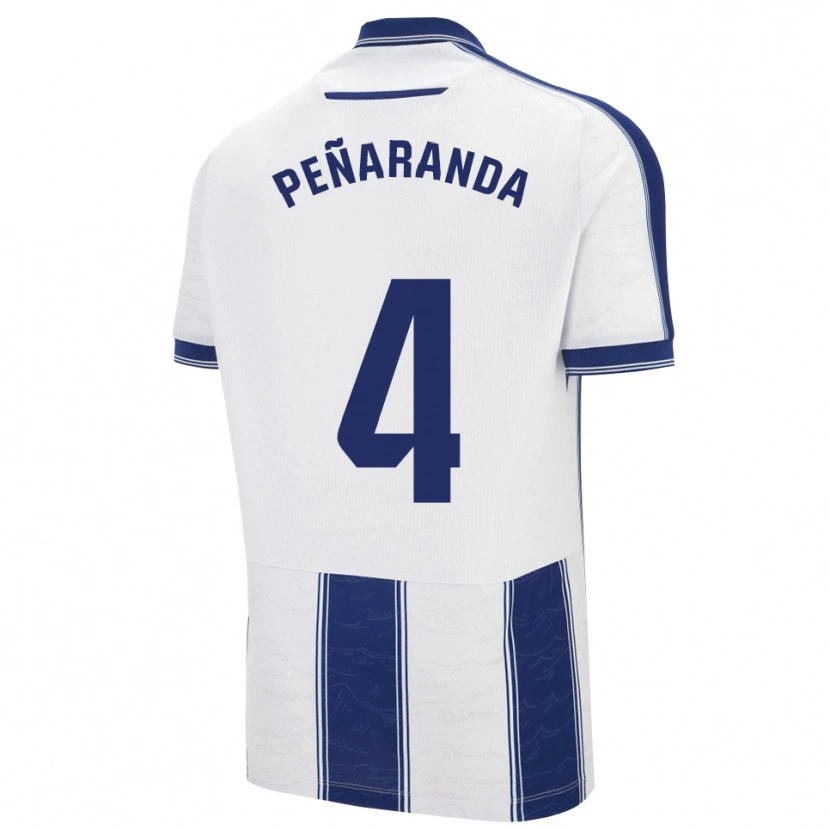 Danxen Bambino Maglia Carlos Peñaranda #4 Blu Scuro Bianco Kit Gara Away 2025/26 Maglietta