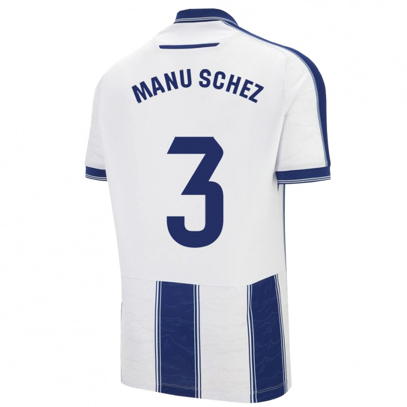 Danxen Bambino Maglia Manu Sánchez #3 Blu Scuro Bianco Kit Gara Away 2025/26 Maglietta