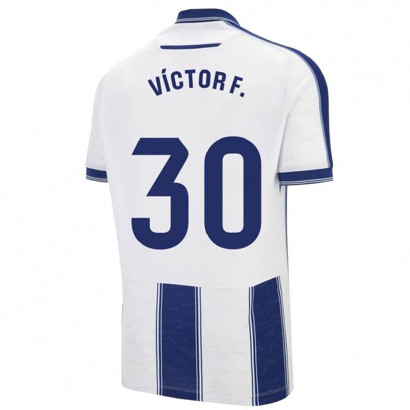 Danxen Bambino Maglia Víctor Fernández #30 Blu Scuro Bianco Kit Gara Away 2025/26 Maglietta