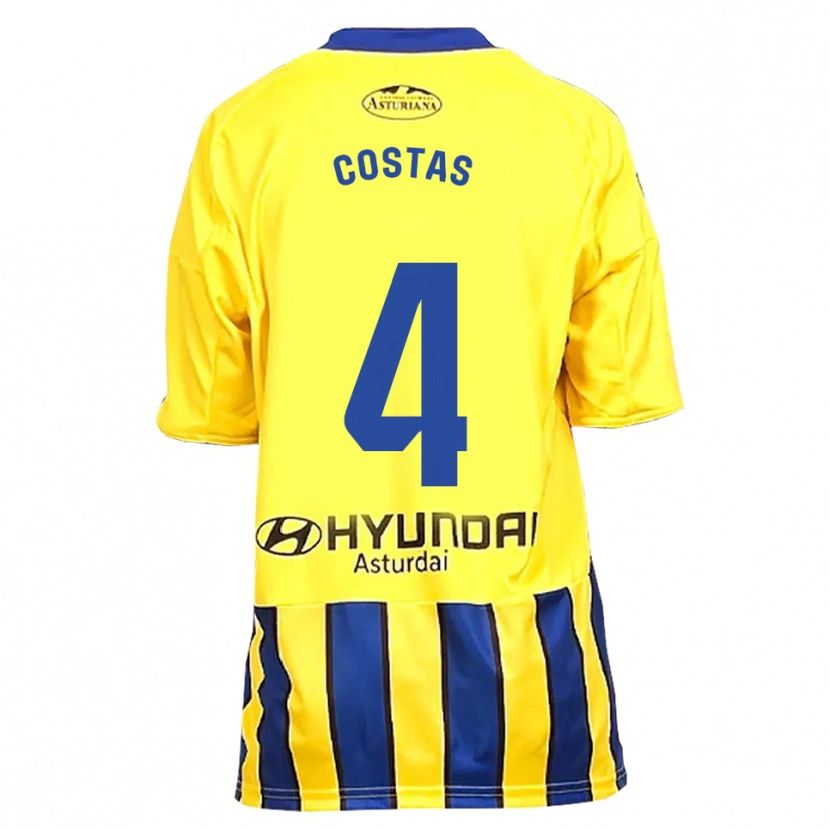 Danxen Bambino Maglia David Costas #4 Giallo Blu Kit Gara Away 2025/26 Maglietta