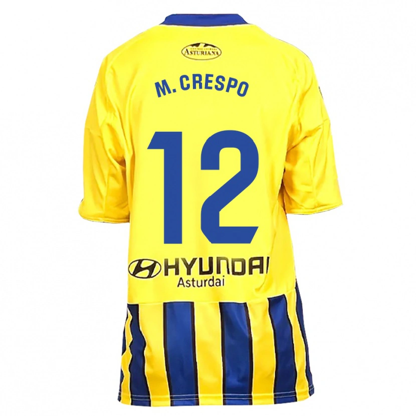 Danxen Bambino Maglia Marina Crespo Iglesias #12 Giallo Blu Kit Gara Away 2025/26 Maglietta