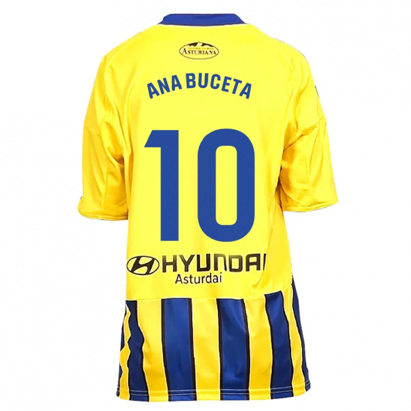 Danxen Bambino Maglia Ana Buceta #10 Giallo Blu Kit Gara Away 2025/26 Maglietta