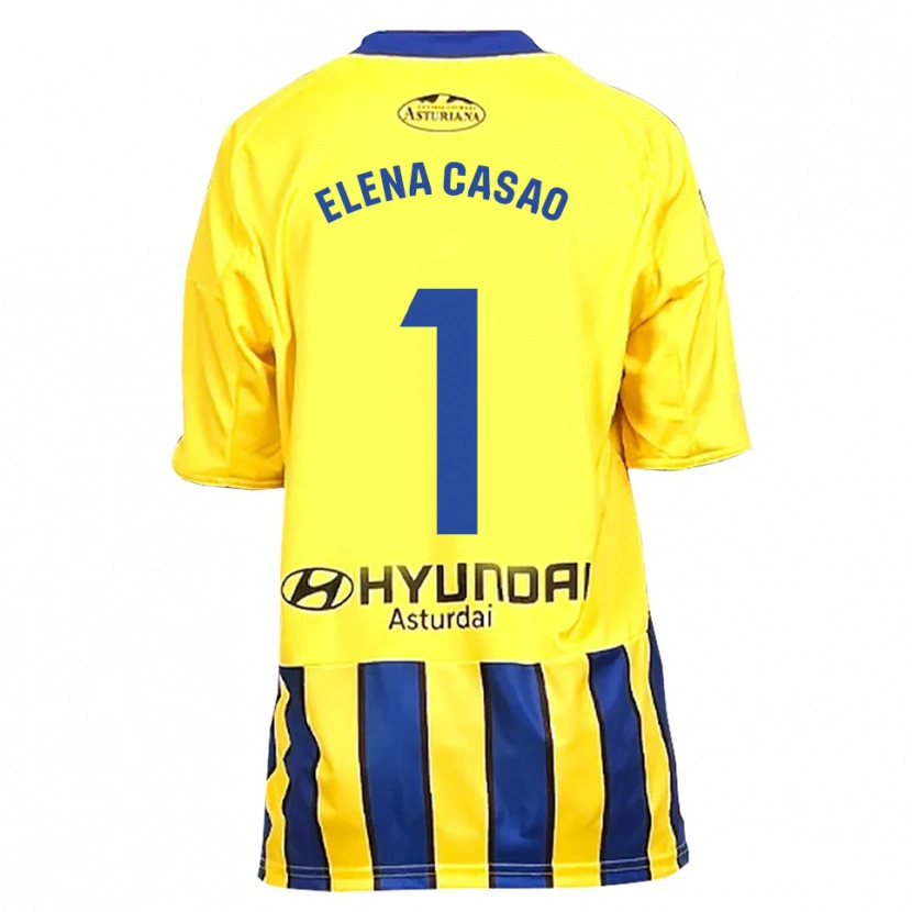 Danxen Bambino Maglia Elena Casao López #1 Giallo Blu Kit Gara Away 2025/26 Maglietta