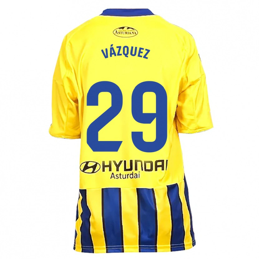 Danxen Bambino Maglia Jaime Vázquez #29 Giallo Blu Kit Gara Away 2025/26 Maglietta