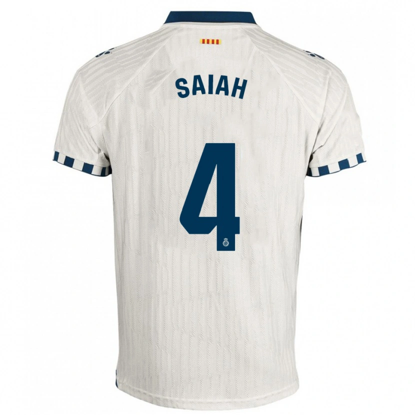 Danxen Bambino Maglia Rachid Saiah #4 Bianco Blu Kit Gara Away 2025/26 Maglietta
