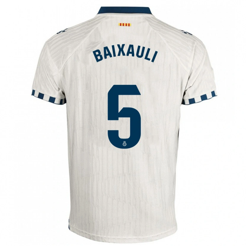 Danxen Bambino Maglia Iker Baixauli #5 Bianco Blu Kit Gara Away 2025/26 Maglietta