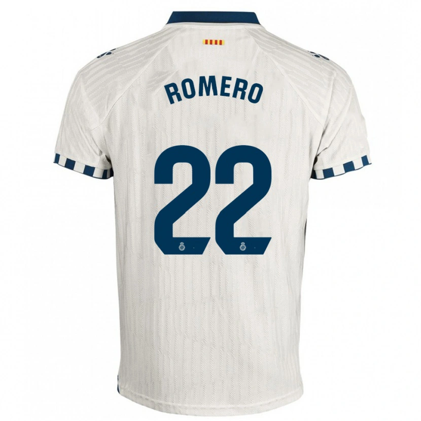 Danxen Bambino Maglia Carlos Romero #22 Bianco Blu Kit Gara Away 2025/26 Maglietta