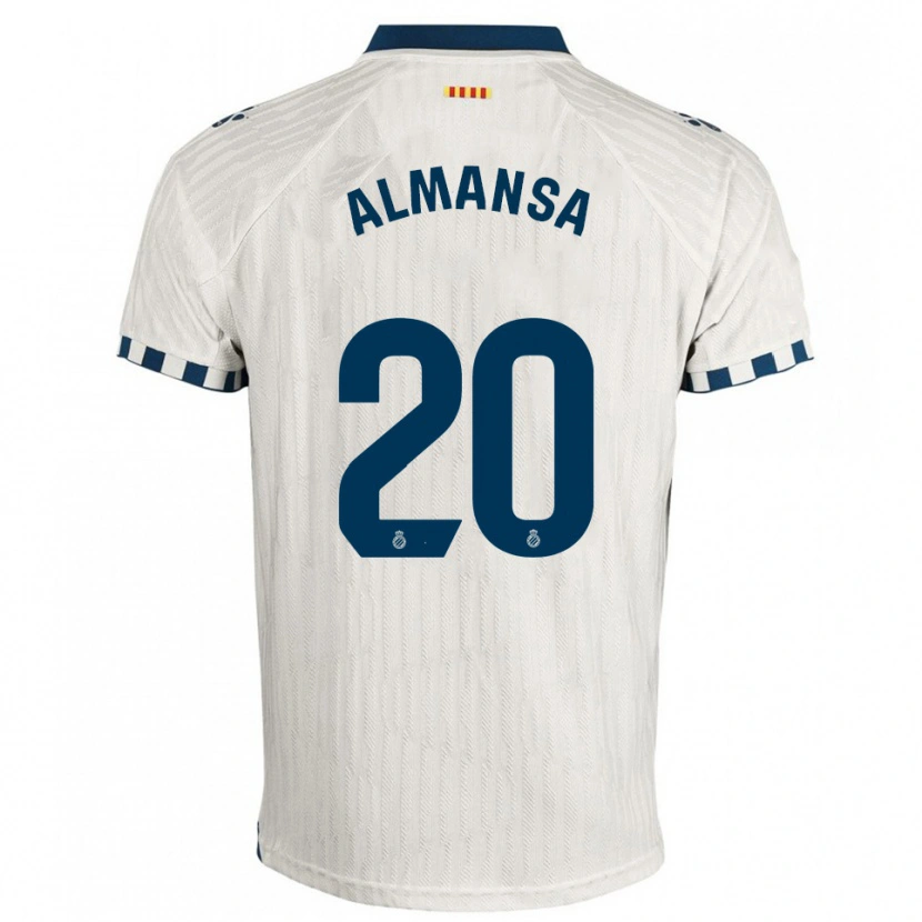 Danxen Bambino Maglia Alex Almansa #20 Bianco Blu Kit Gara Away 2025/26 Maglietta