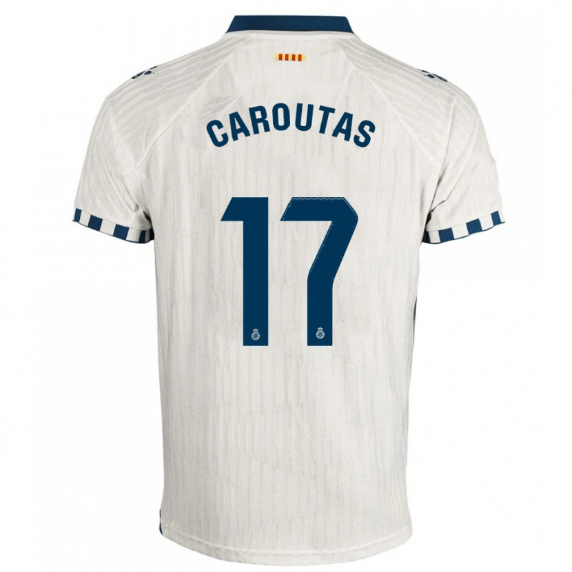 Danxen Bambino Maglia Tim Caroutas #17 Bianco Blu Kit Gara Away 2025/26 Maglietta