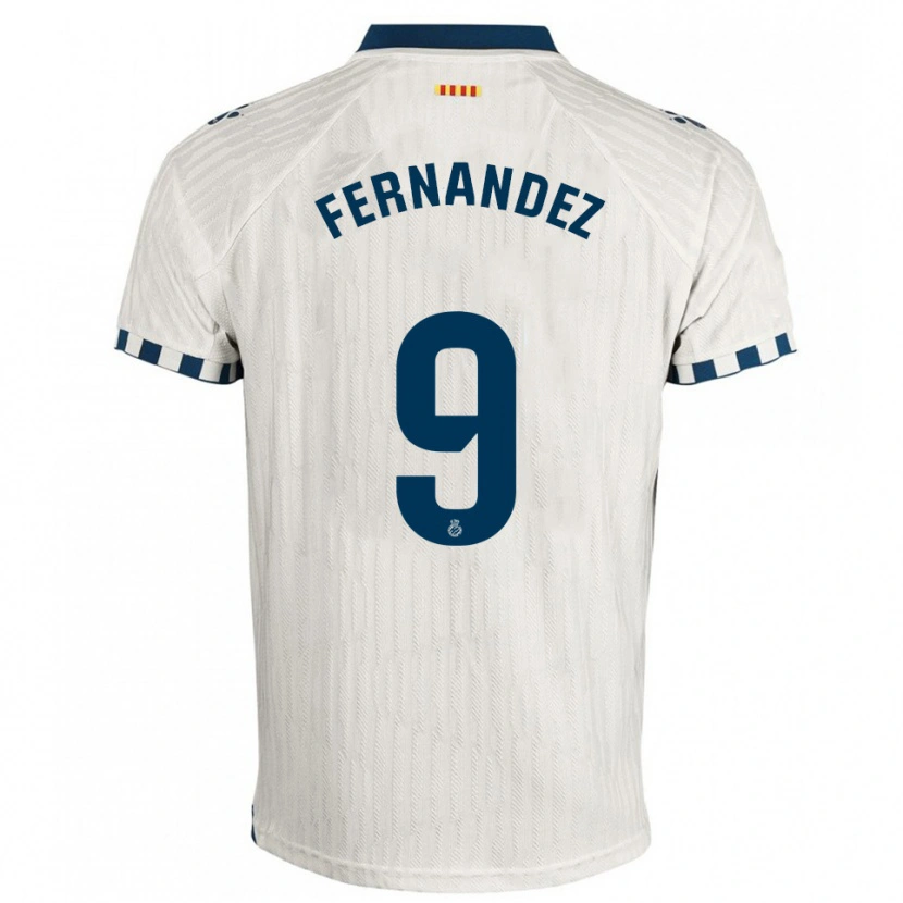 Danxen Bambino Maglia Roberto Fernández #9 Bianco Blu Kit Gara Away 2025/26 Maglietta