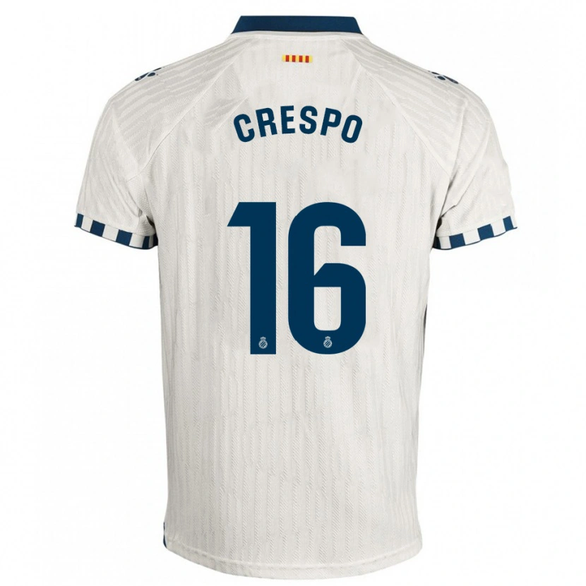 Danxen Bambino Maglia Hugo Crespo #16 Bianco Blu Kit Gara Away 2025/26 Maglietta