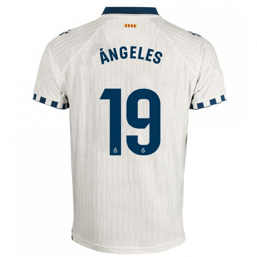 Danxen Bambino Maglia Ángeles Del Álamo Sánchez #19 Bianco Blu Kit Gara Away 2025/26 Maglietta