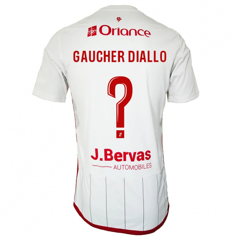 Danxen Bambino Maglia Coumba Gaucher Diallo #0 Bianco Rosso Kit Gara Away 2025/26 Maglietta