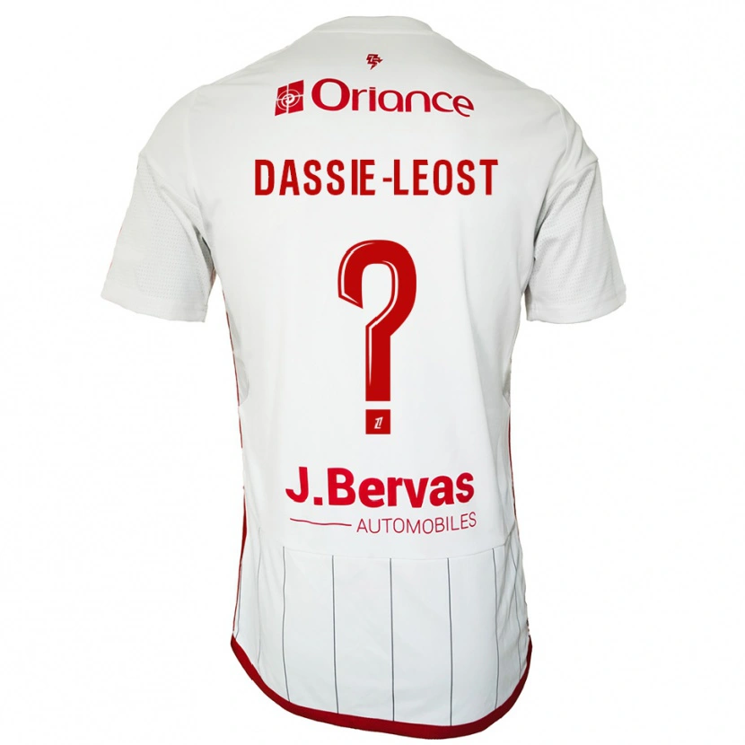 Danxen Bambino Maglia Leila Dassie-Leost #0 Bianco Rosso Kit Gara Away 2025/26 Maglietta