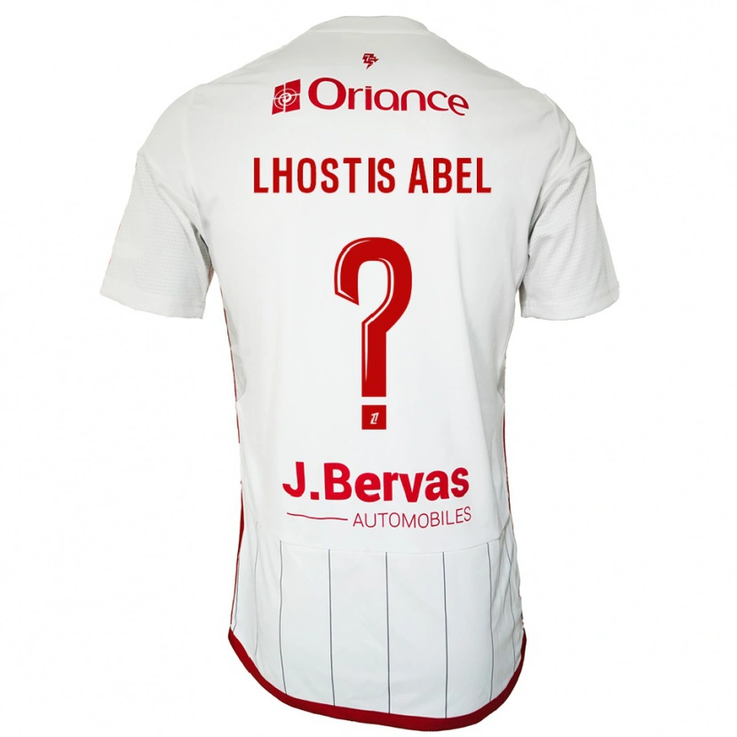 Danxen Bambino Maglia Melyne Lhostis Abel #0 Bianco Rosso Kit Gara Away 2025/26 Maglietta