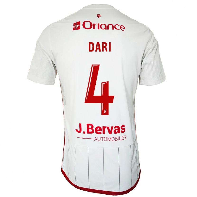 Danxen Bambino Maglia Achraf Dari #4 Bianco Rosso Kit Gara Away 2025/26 Maglietta