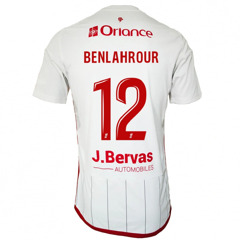 Danxen Bambino Maglia Ilyes Benlahrour #12 Bianco Rosso Kit Gara Away 2025/26 Maglietta