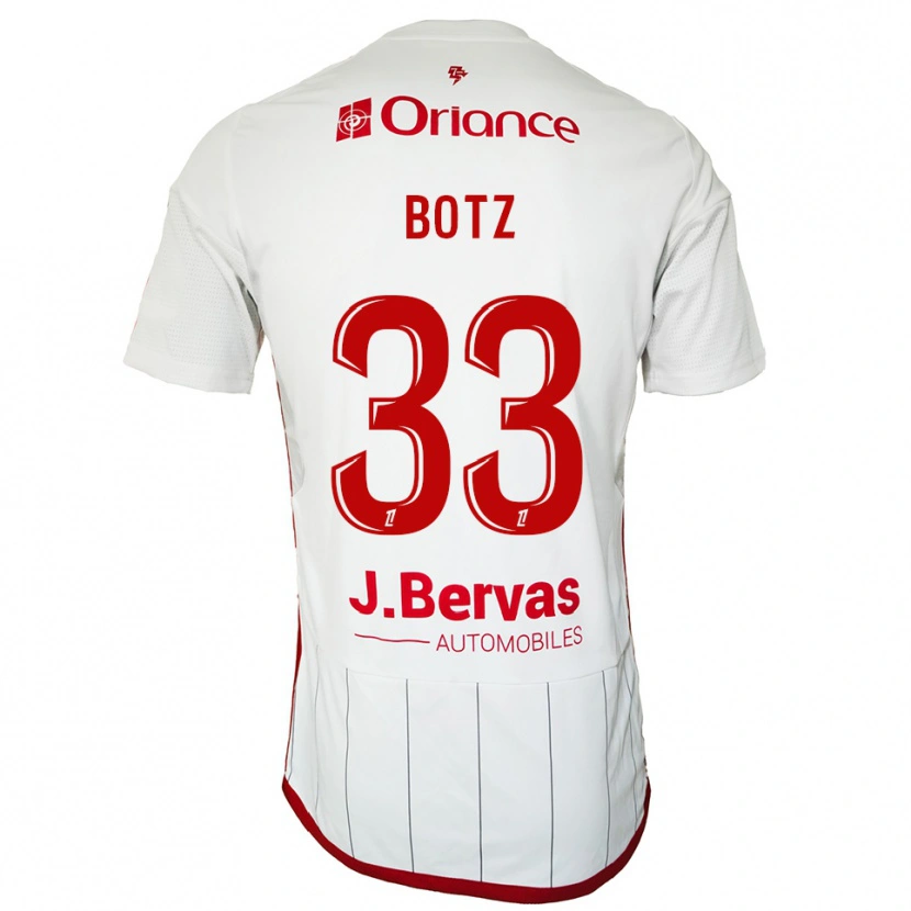 Danxen Bambino Maglia Léo Botz #33 Bianco Rosso Kit Gara Away 2025/26 Maglietta