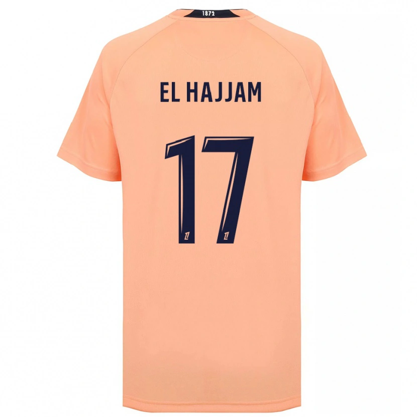 Danxen Bambino Maglia Oualid El Hajjam #17 Arancione Blu Navy Kit Gara Away 2025/26 Maglietta