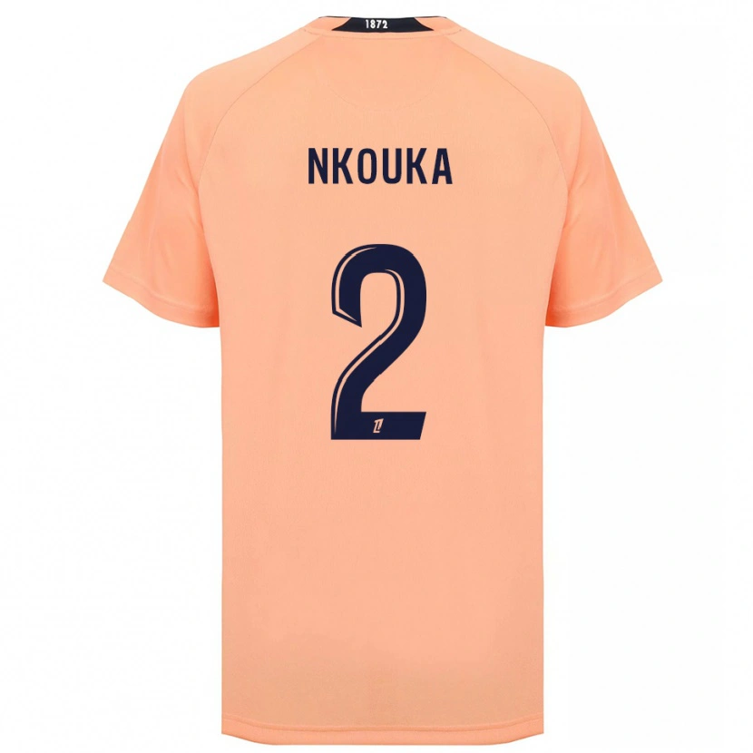 Danxen Bambino Maglia Ethan Nkouka #2 Arancione Blu Navy Kit Gara Away 2025/26 Maglietta