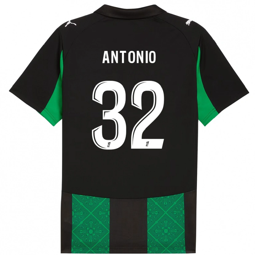 Danxen Bambino Maglia Kyllian Antonio #32 Nero Verde Kit Gara Away 2025/26 Maglietta