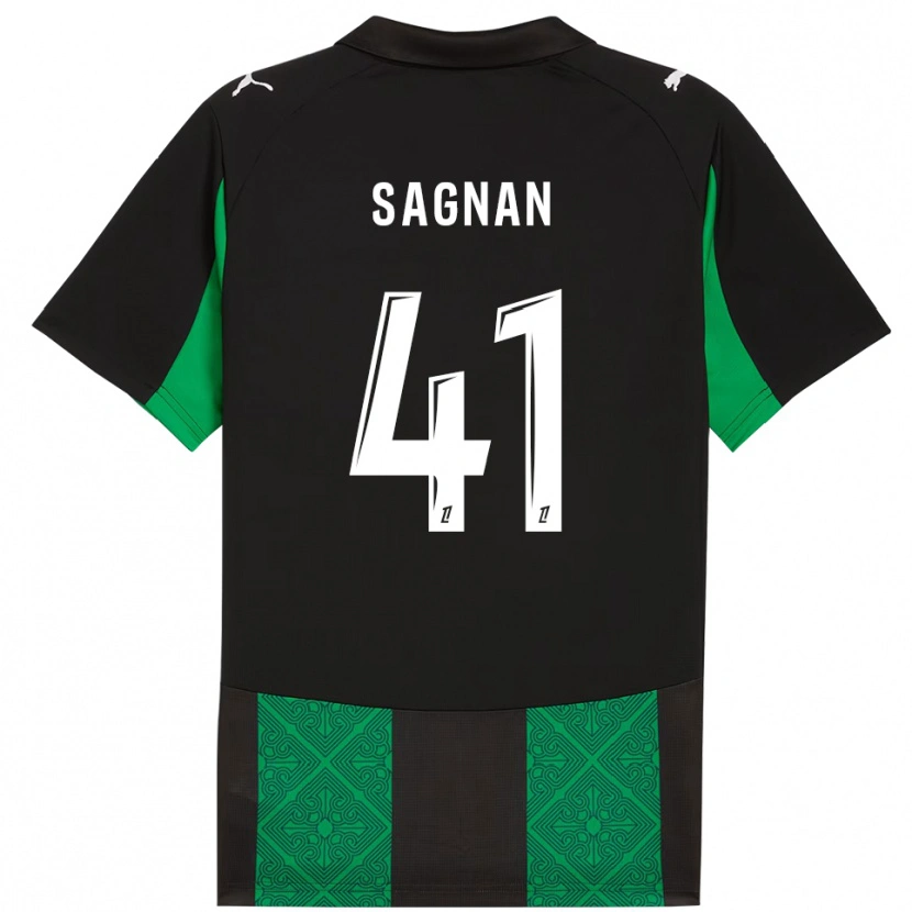 Danxen Bambino Maglia Souleymane Sagnan #41 Nero Verde Kit Gara Away 2025/26 Maglietta
